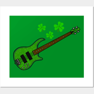 Bass Guitar St Patrick's Day Bassist Irish Musician Posters and Art